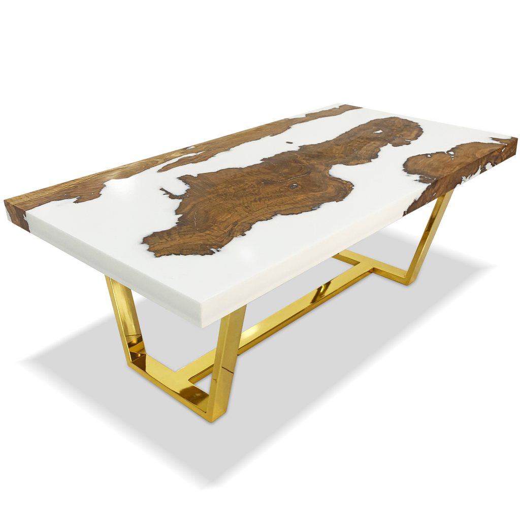 white morano olive wood coffee table, coffee table, modern coffee table, white coffee table, olive wood coffee table, resin coffee table, brass coffee table, pvd titanium coated coffee table