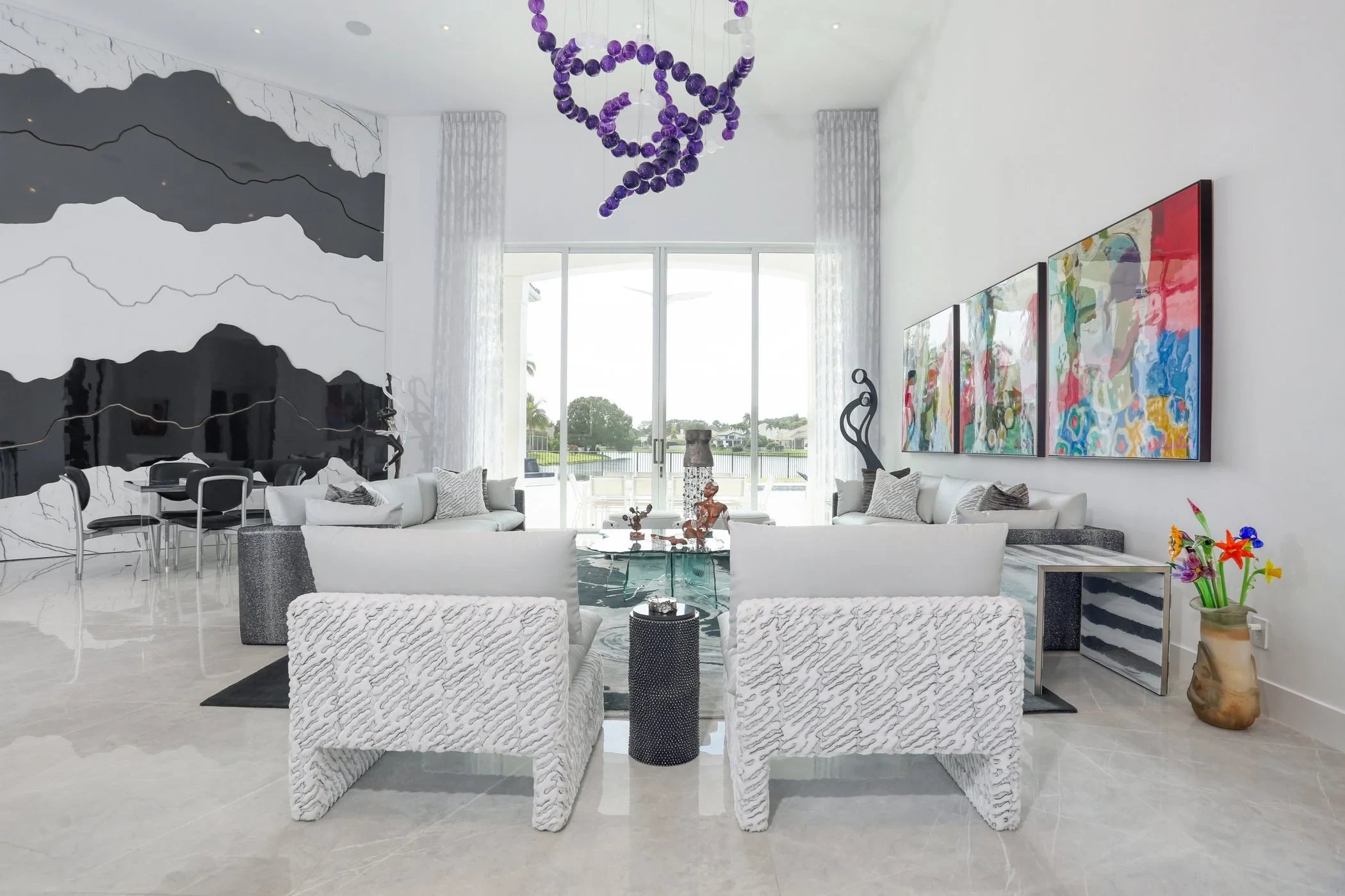 Tailored private residential interior featuring bespoke living room seating and custom bedroom furnishings produced by ARDITI.